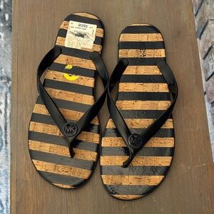 Michael Kors Navy and Tan Sandals